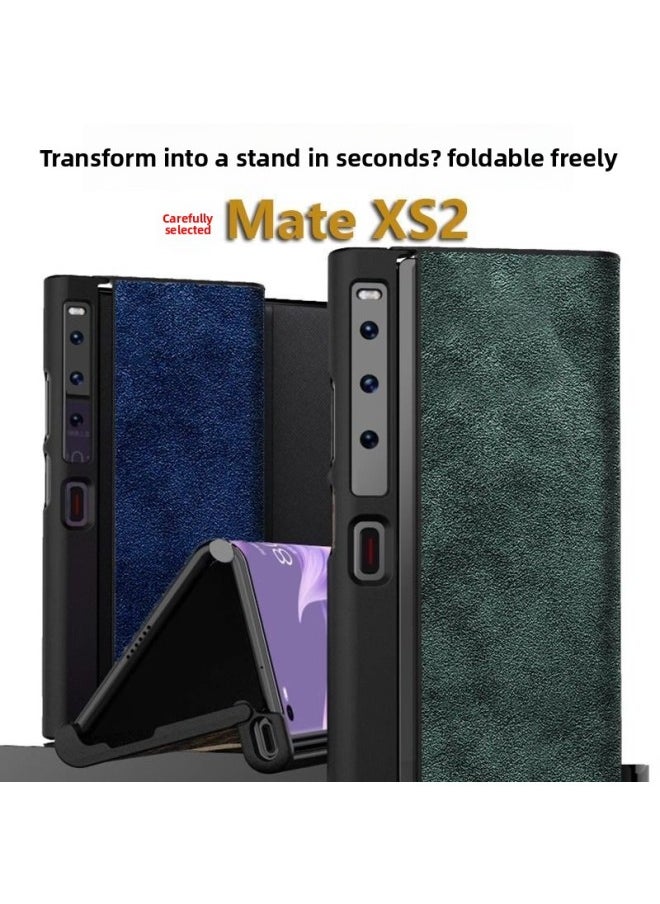 For Glory V Purse Phone Case Folding Screen Bracket VPurse Real Layer Cowhide Fur Men's Style-Color:[real Head Layer Cowhide Suede Ash]]-Applicable Model:For Huawei MateXs2(BX)