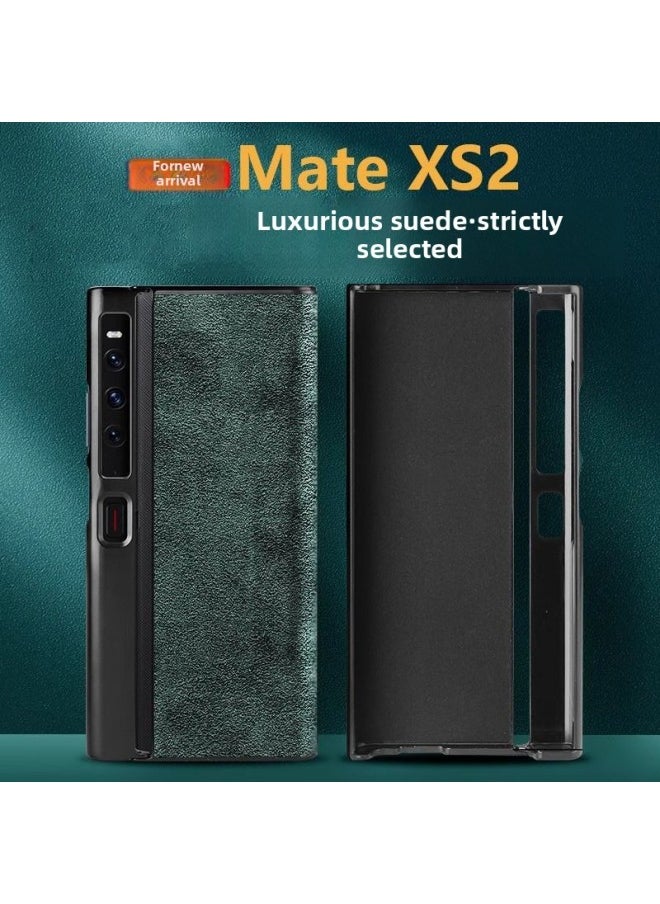 For Glory V Purse Phone Case Folding Screen Bracket VPurse Real Layer Cowhide Fur Men's Style-Color:[real Head Layer Cowhide Suede Ash]]-Applicable Model:For Huawei MateXs2(BX)