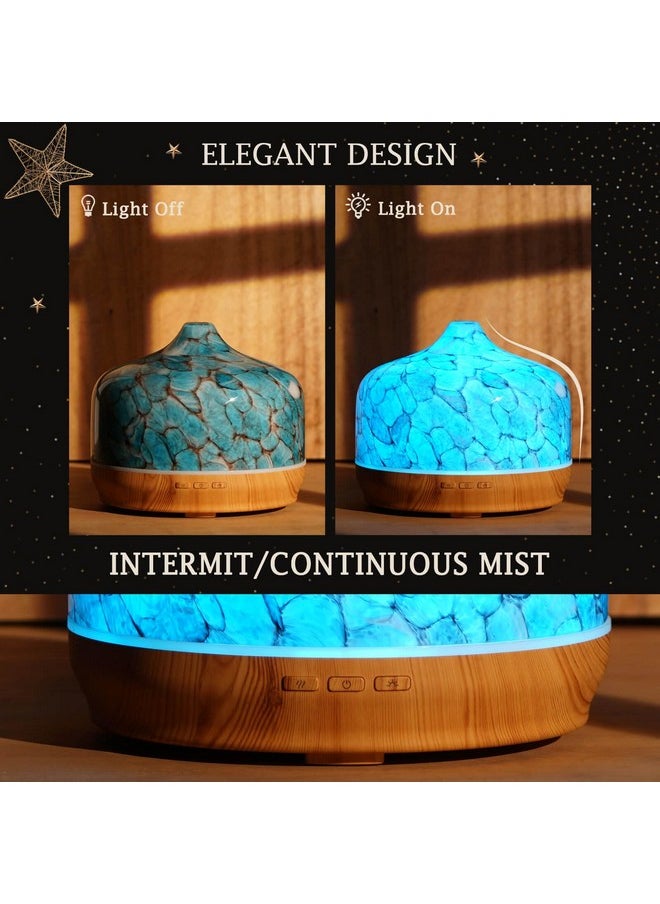 Porseme 500Ml Glass Essential Oil Diffuser Aromatherapy Ultrasonic Cool Mist Humidifier 1521 Running Hours Waterless Autooff Air Diffusers For Sleeping Yoga Office Working Spa And Rest (Light Blue)  - Image 5