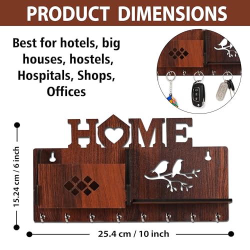Goelite Key Holder for Home Without Drill with Storage | No Drilling Required | Home Keyholders with 8 Hooks with 2 Powerful Wall Hooks - Image 5