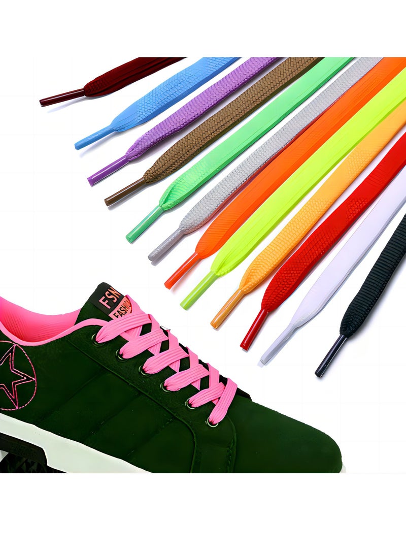 12 Pairs of Flat Colored Shoelaces,8mm Polyester Single Layer Flat Colorful Shoelaces,Colored Shoe Laces Flat Shoelaces Shoestrings for Sneakers Boots Skate Shoes Sport Shoes - Image 3