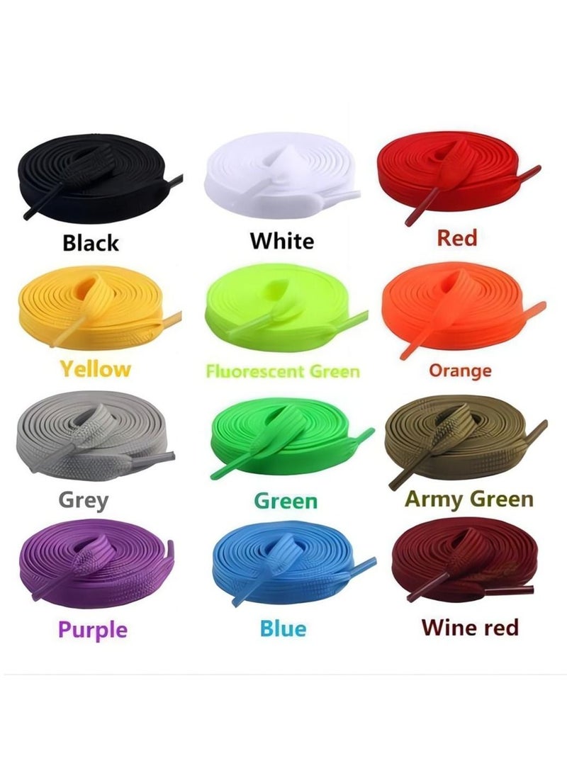 12 Pairs of Flat Colored Shoelaces,8mm Polyester Single Layer Flat Colorful Shoelaces,Colored Shoe Laces Flat Shoelaces Shoestrings for Sneakers Boots Skate Shoes Sport Shoes - Image 2