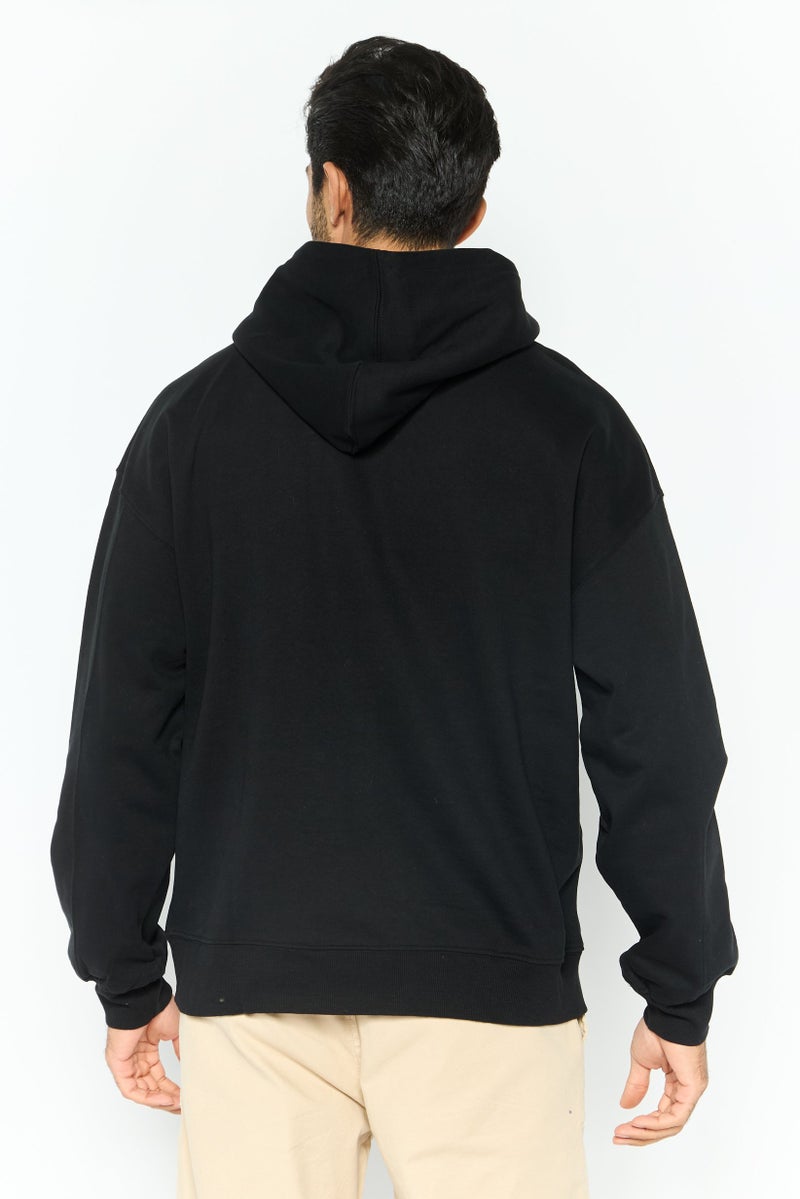 GOOD FOR NOTHING Men Oversized Hooded Embroidered Logo Long Sleeve Sweatshirt, Black - Image 4