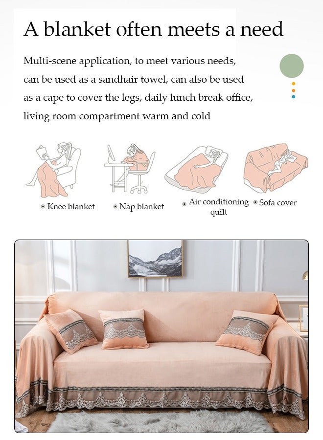 DUNISO Sofa cover, chenille tassels sofa blanket, towel blanket, one piece furniture protective cover, dustproof and anti slip, suitable for all seasons, suitable for sofa bed and living room decoration, 200 * 260cm - Image 5