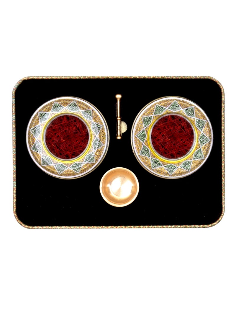 ZARCHIN Saffron Gift Box – 2x1g Super Negin Saffron with Brass Mortar – Elegant Tin Gift Set - Image 2