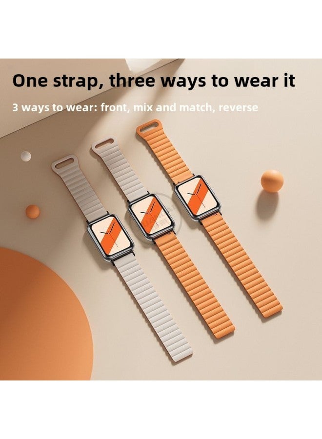 For huawei Fit Watch With Magnetic Silicone For huawei Fit2 Strap For Men And Women Ins Style Sports Personality Tide-Color:Magnetic Loop Strap-black Orange-suitable For huawei Watch Fit2+silver Connector  - Image 5