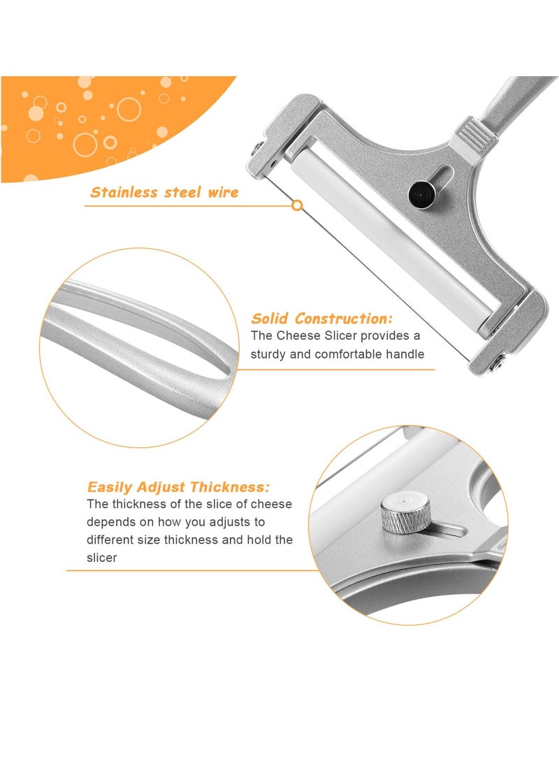 SYOSI - Cheese Slicer with Wire Adjustable Cheese Slicer for Block Cheese Heavy Duty Stainless Steel Cheese Slicers with Wire for Soft and Semi Hard Cheeses - Image 1