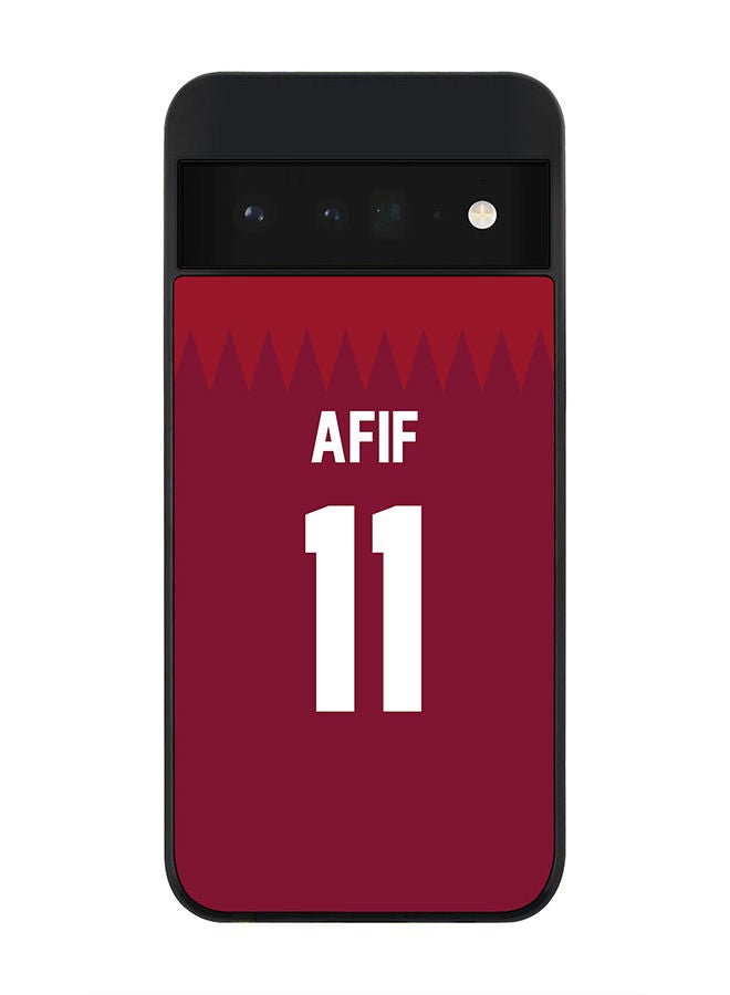 Stylizedd Rugged Black edge case for Google Pixel 6 Pro 5G Slim fit Soft Case Flexible Rubber Edges Anti Drop TPU Gel Thin Cover - Football Team - Qatar Player Name - Afif - Image 1