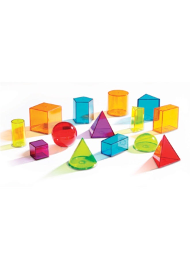 ليرننج ريسورسز مجموعة من 14 شكلًا هندسيًا شفافًا ثلاثي الأبعاد من Learning Resources View-Thru، مناسبة للأعمار من 8 سنوات فما فوق، لاستكشاف الهندسة والحجم - Image 1