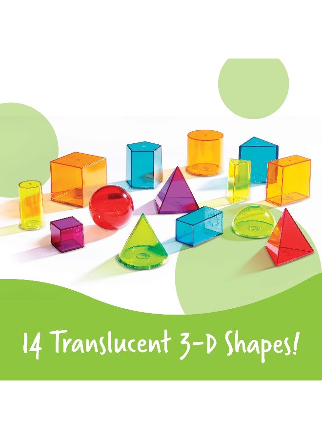 ليرننج ريسورسز مجموعة من 14 شكلًا هندسيًا شفافًا ثلاثي الأبعاد من Learning Resources View-Thru، مناسبة للأعمار من 8 سنوات فما فوق، لاستكشاف الهندسة والحجم - Image 2