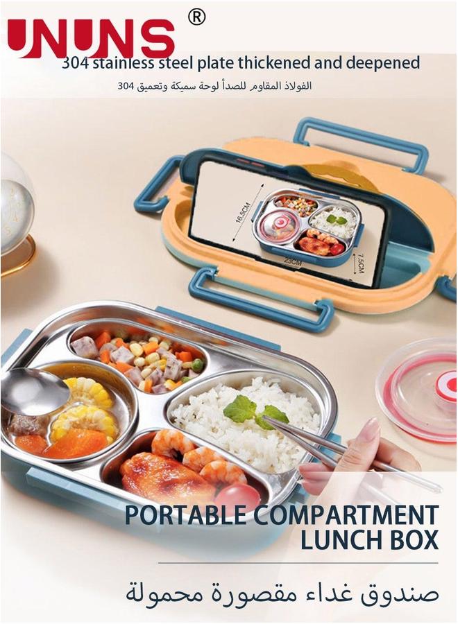يو إن يو إن أس Stainless Steel Portable Lunch Box With Four Compartments,Leak Proof,Water-fillable Bento Box,Stainless Cutlery Set,Bento - Image 2