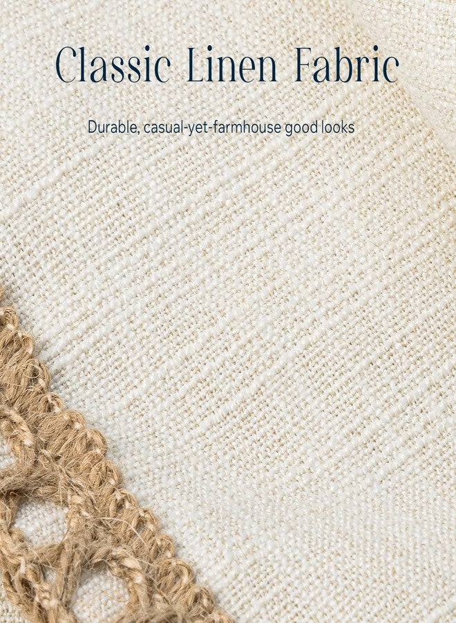 Phantoscope Pack of 2 Farmhouse Modern Spring Decorative Throw Pillow Covers Burlap Linen Trimmed Outdoor Pillows Tailored Edges Off White 18 x 18 inches, 45 x 45 cm - Image 3