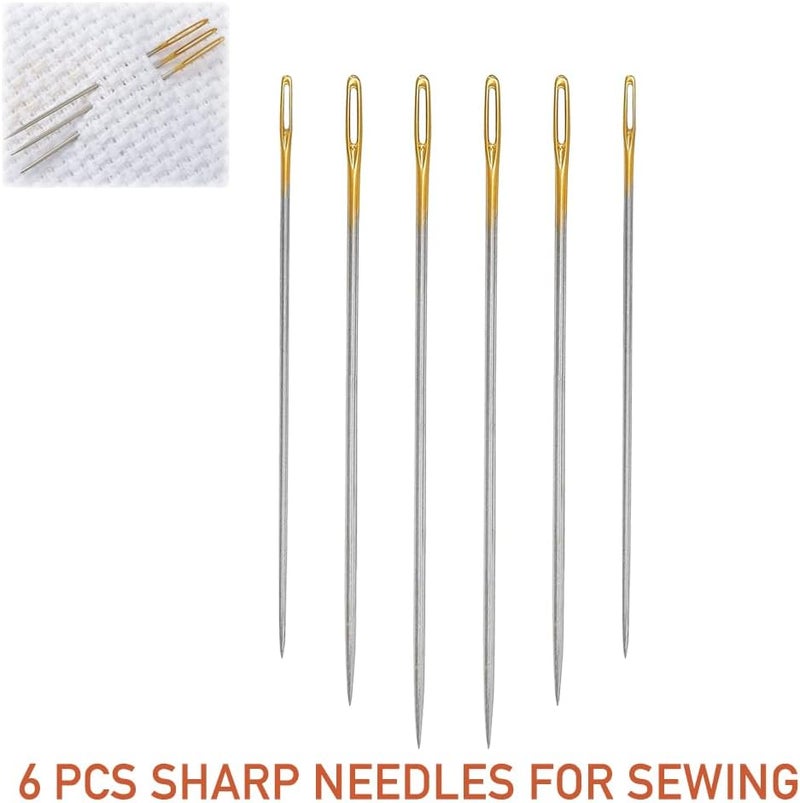 ECROCY Self-Threading Needles, Sewing Needles, Needle Threader with Needle case Carving Pattern, Threaded from The top, Golden, 18 Pack - Image 3