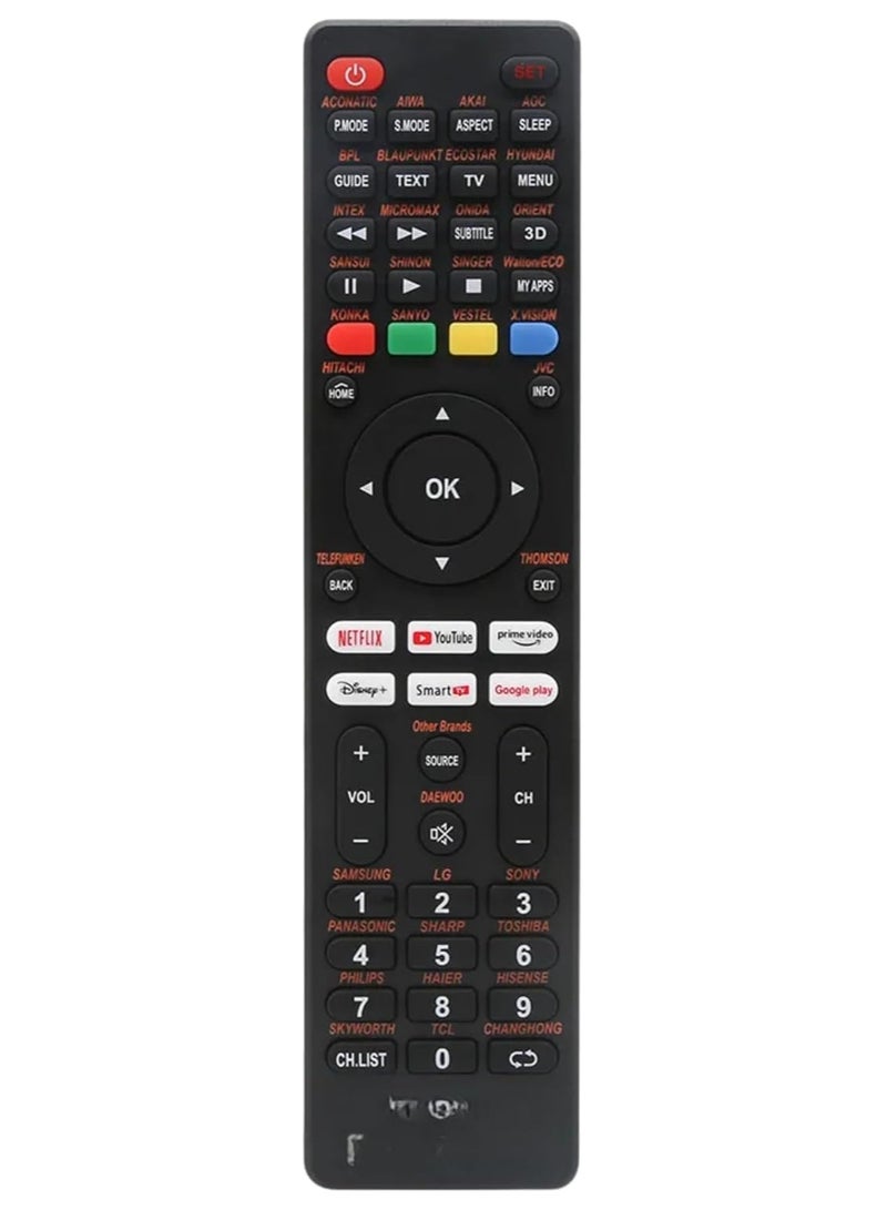 Universal Smart TV Remote Control with Netflix, YouTube, Prime Video Buttons, Compatible with Multiple Brands