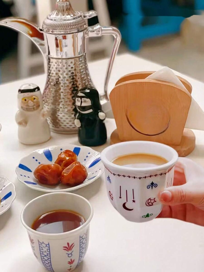 70ml /180ml /250mlCeramicEspresso Cups, Middle Eastern TurkishTeaCoffee Mug Set, Moon & Star Pattern Porcelain Cups for Arabic Coffee, Home Kitchen, Cafe, FamilyGathering, Elegant Drinkware  Decor - Image 5