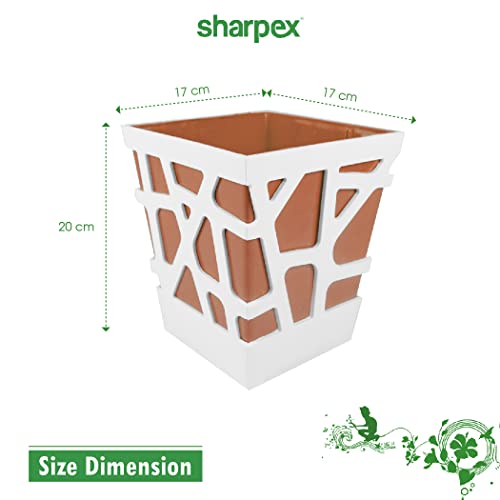 Sharpex Mosaic Pot, Self-Watering Mechanism Planter, Use for Home Decoration and Gardening, Modern Pot for All House Plants, Flowers, Herbs, Vegetables- Pack of 3(Terra Brown) - Image 2