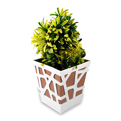 Sharpex Mosaic Pot, Self-Watering Mechanism Planter, Use for Home Decoration and Gardening, Modern Pot for All House Plants, Flowers, Herbs, Vegetables- Pack of 3(Terra Brown) - Image 5