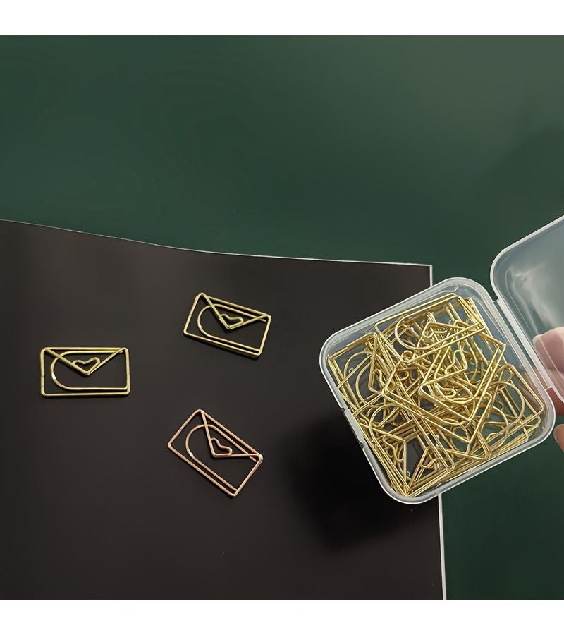 Golden Envelopes 20 boxes Envelope-Shaped Paper Clips Keep Your Desk Tidy Suitable for Art Home and Daily Use - Image 3