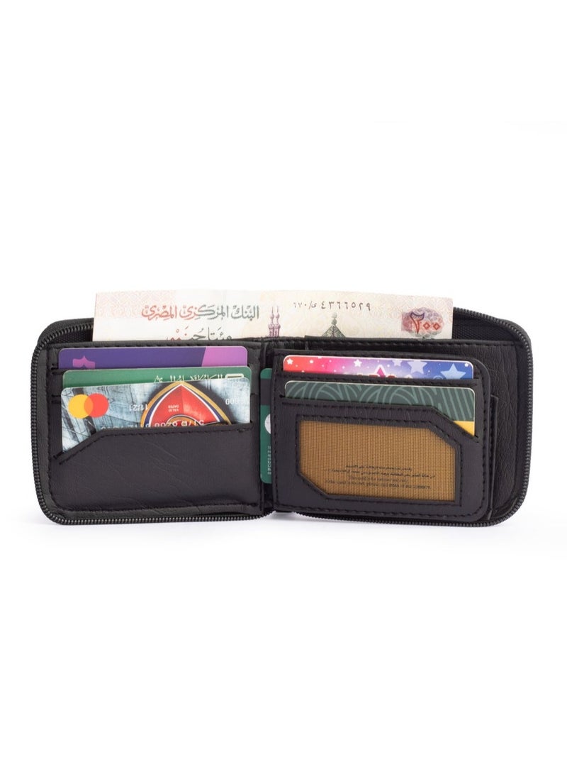Ar supply Ar Z Pro by Arij Bags | Water-Resistant Fabric Wallet, Zipper Closure, 11 Card Slots, Cash Pocket, Compact Pocket Design (11 × 9 cm) (Black) - Image 2
