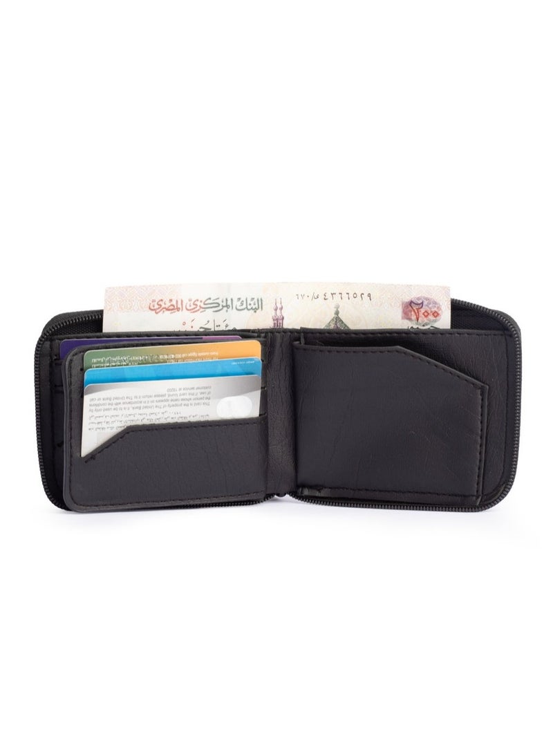 Ar supply Ar Z Pro by Arij Bags | Water-Resistant Fabric Wallet, Zipper Closure, 11 Card Slots, Cash Pocket, Compact Pocket Design (11 × 9 cm) (Black) - Image 3
