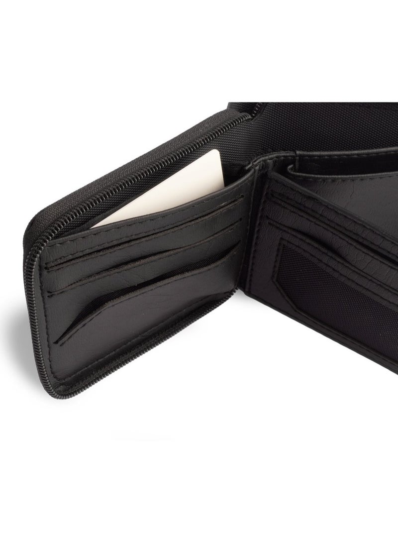Ar supply Ar Z Pro by Arij Bags | Water-Resistant Fabric Wallet, Zipper Closure, 11 Card Slots, Cash Pocket, Compact Pocket Design (11 × 9 cm) (Black) - Image 5