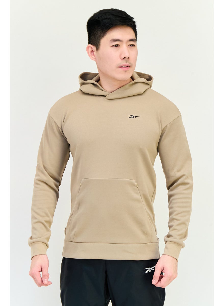 Reebok Men Sportswear Fit Long Sleeves Outdoor Hooded Sweatshirt, Tan  - Image 1