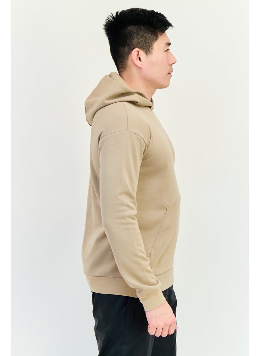 Reebok Men Sportswear Fit Long Sleeves Outdoor Hooded Sweatshirt, Tan  - Image 2
