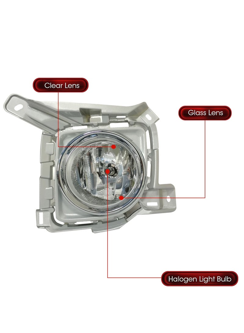 طقم مصابيح ضباب لسيارة تويوتا لاند كروزر 2012، لمبة هالوجين H16 بقوة 12 فولت/28 واط، عدسة زجاجية شفافة - LC2012TY-CH - Image 2