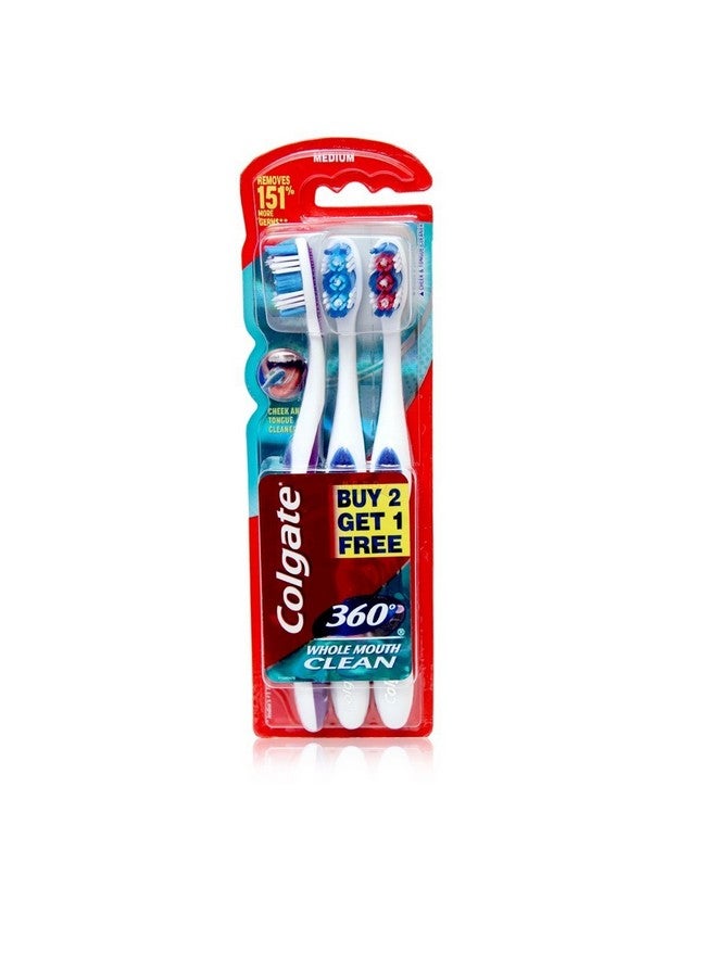 كولجيت عبوة من 3 فرشاة أسنان كولجيت 360 لتنظيف الفم بالكامل