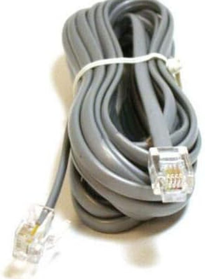 14ft RJ11 6P4C Straight 4 Conductor Flat Silver Telephone Line Data Cable - Image 2