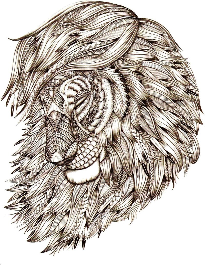 Lion head Lion face temporary tattoo waterproof