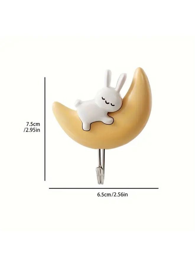 Yellow Adhesive Hooks 4pcs Creative Rabbit Design for Hats and Clothes - Image 4