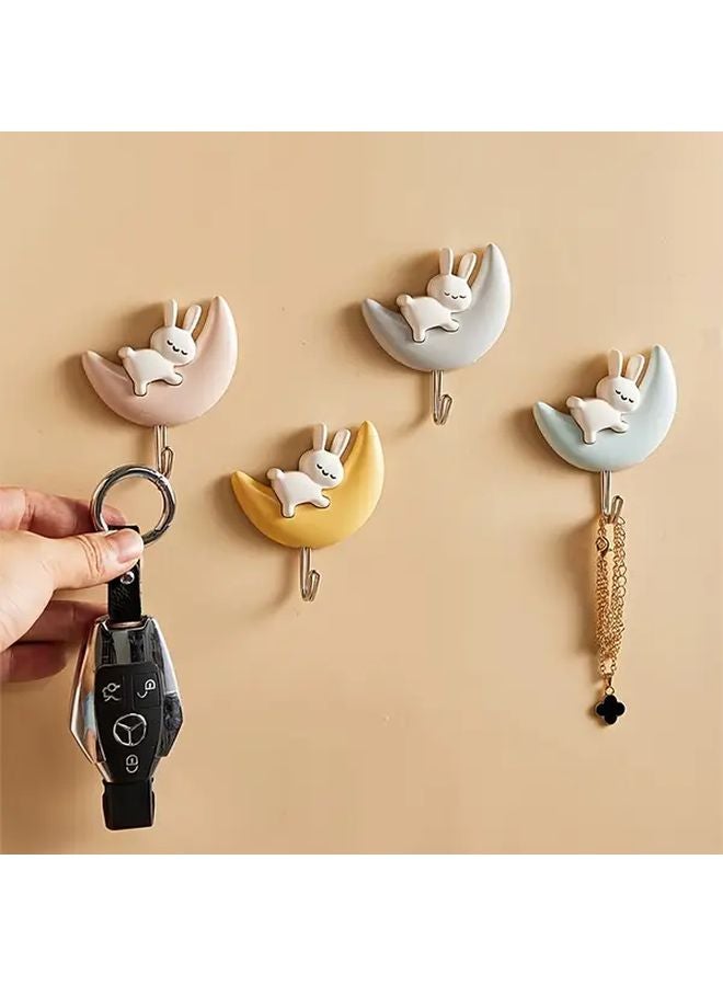 Yellow Adhesive Hooks 4pcs Creative Rabbit Design for Hats and Clothes - Image 5