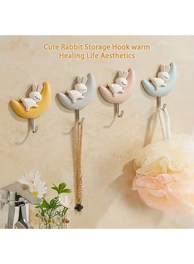 Yellow Adhesive Hooks 4pcs Creative Rabbit Design for Hats and Clothes - Image 2