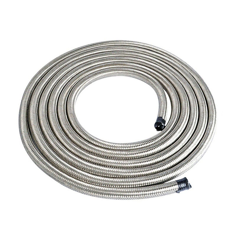 CHOWTY 6AN 5Feet Stainless Steel Nylon Braided Fuel Line Hose Oil Gas Hose Oil Line Hose Silver - Image 2