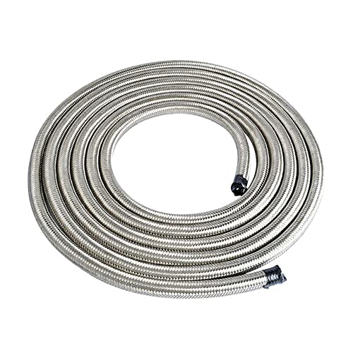 CHOWTY 6AN 5Feet Stainless Steel Nylon Braided Fuel Line Hose Oil Gas Hose Oil Line Hose Silver - Image 1