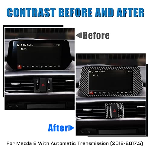 JUPIZEUS Carbon Fiber, Car Navigation Screen Panel Cover, Central Control Air Conditioner Outlet Sticker for Mazda 6 2016-2017.5 with Automatic Transmission, Auto Interior Trim, 2PCS, Black - Image 3