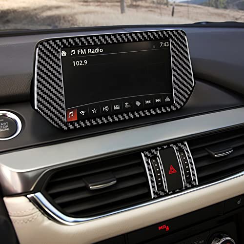 JUPIZEUS Carbon Fiber, Car Navigation Screen Panel Cover, Central Control Air Conditioner Outlet Sticker for Mazda 6 2016-2017.5 with Automatic Transmission, Auto Interior Trim, 2PCS, Black - Image 4