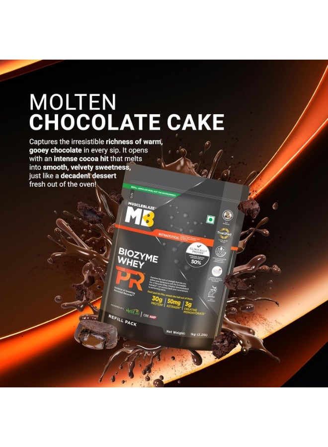 مسل بلايز مسحوق بروتين مصل اللبن MuscleBlaze Biozyme Whey Protein PR (يحتوي على 30 جم بروتين، و3 جم كرياتين مونوهيدرات، و50 مجم AstraGin | نكهة كعكة الشوكولاتة الذائبة، عبوة إعادة تعبئة بوزن 1 كجم) | حاصل على شهادة Trustified Gold - Image 3