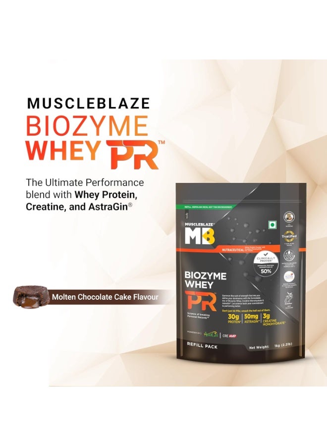 مسل بلايز مسحوق بروتين مصل اللبن MuscleBlaze Biozyme Whey Protein PR (يحتوي على 30 جم بروتين، و3 جم كرياتين مونوهيدرات، و50 مجم AstraGin | نكهة كعكة الشوكولاتة الذائبة، عبوة إعادة تعبئة بوزن 1 كجم) | حاصل على شهادة Trustified Gold - Image 4