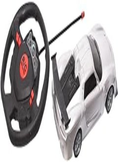 Generic Plastic Super Sport Lighting Racing Car With Wheel Controing And Four Function For Kids Racing Set Of 2 Pieces - Silver Black
