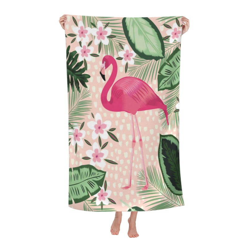 COMFAR Flamingo Microfiber Beach Towel for Women/Adults, Cute Personalized Beach Towels Bulk, Big Extra Large Beach Towels Oversized Clearance, Quick Dry Sand Free Pool Towel 30"x 60" - Image 1