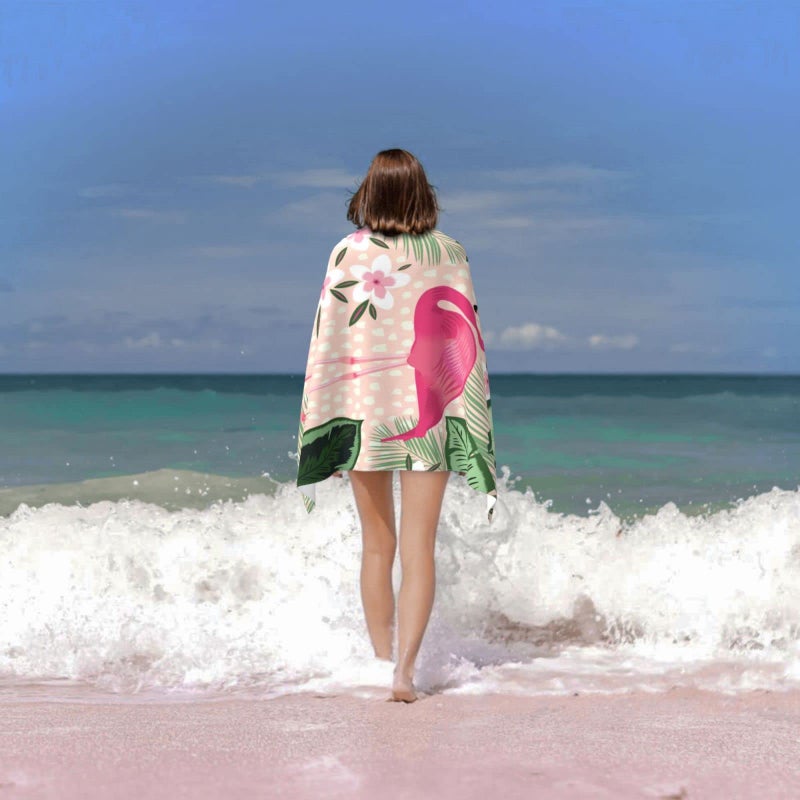 COMFAR Flamingo Microfiber Beach Towel for Women/Adults, Cute Personalized Beach Towels Bulk, Big Extra Large Beach Towels Oversized Clearance, Quick Dry Sand Free Pool Towel 30"x 60" - Image 3
