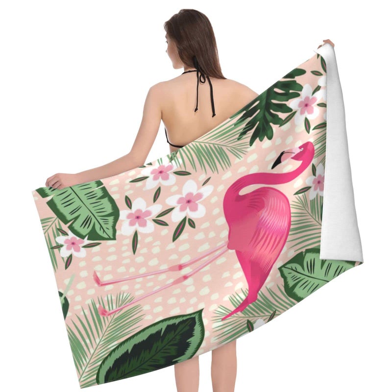 COMFAR Flamingo Microfiber Beach Towel for Women/Adults, Cute Personalized Beach Towels Bulk, Big Extra Large Beach Towels Oversized Clearance, Quick Dry Sand Free Pool Towel 30"x 60" - Image 2