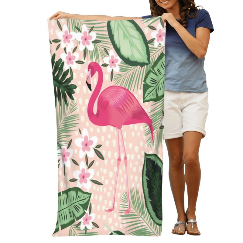 COMFAR Flamingo Microfiber Beach Towel for Women/Adults, Cute Personalized Beach Towels Bulk, Big Extra Large Beach Towels Oversized Clearance, Quick Dry Sand Free Pool Towel 30"x 60" - Image 5
