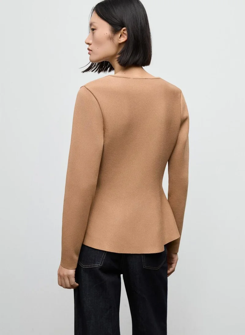مانجو Fitted knitted jacket with buttons