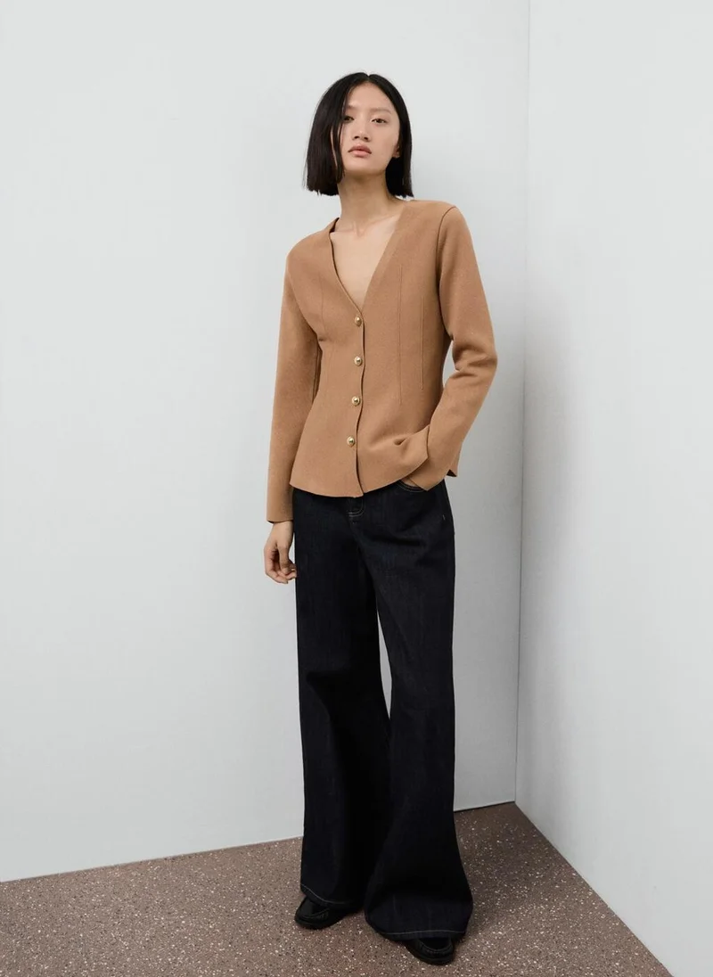 MANGO Fitted knitted jacket with buttons