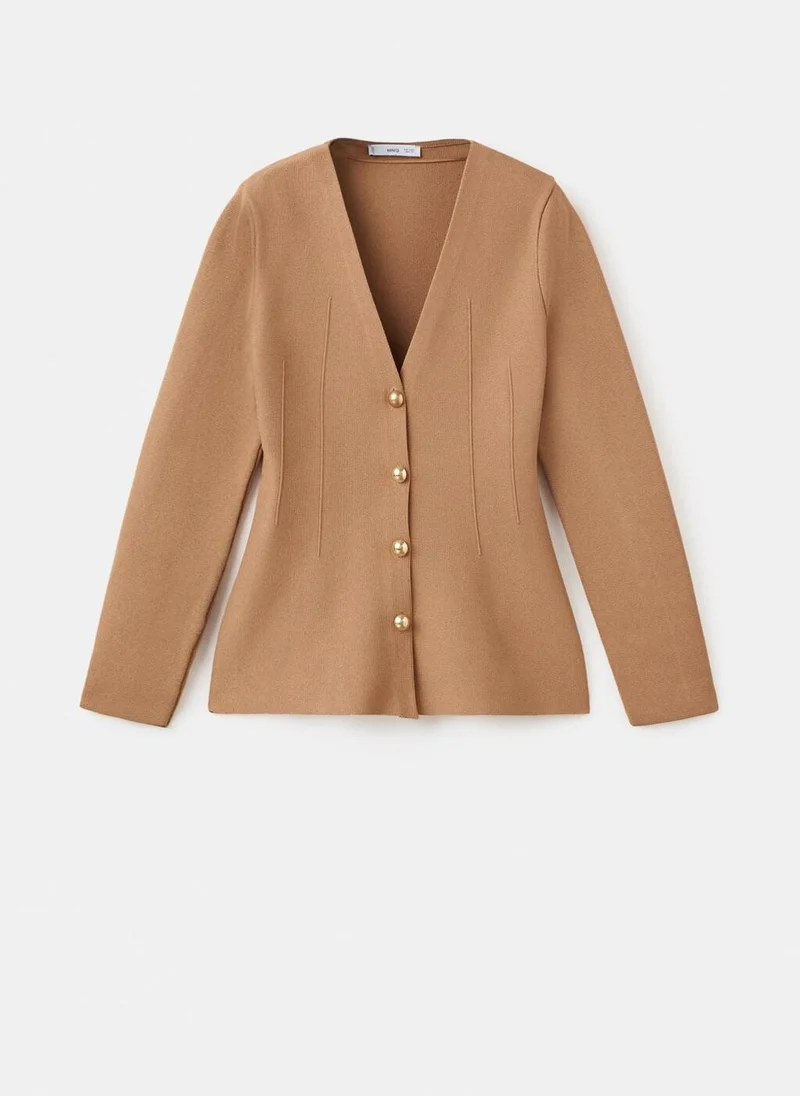 MANGO Fitted knitted jacket with buttons