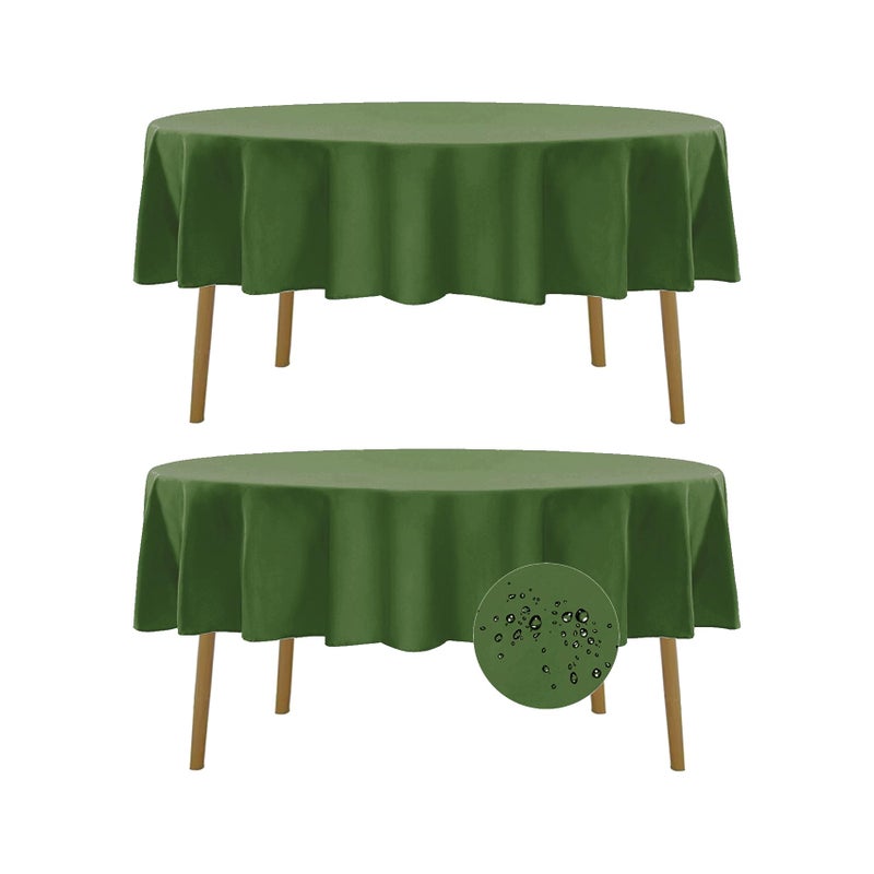 Fokitut 2 Pack Waterproof Round Tablecloth 90 Inch Stain Resistant and Wrinkle Polyester Table Cloth Fabric Table Cover for Kitchen Dining Wedding Party Holiday DinnerWillow