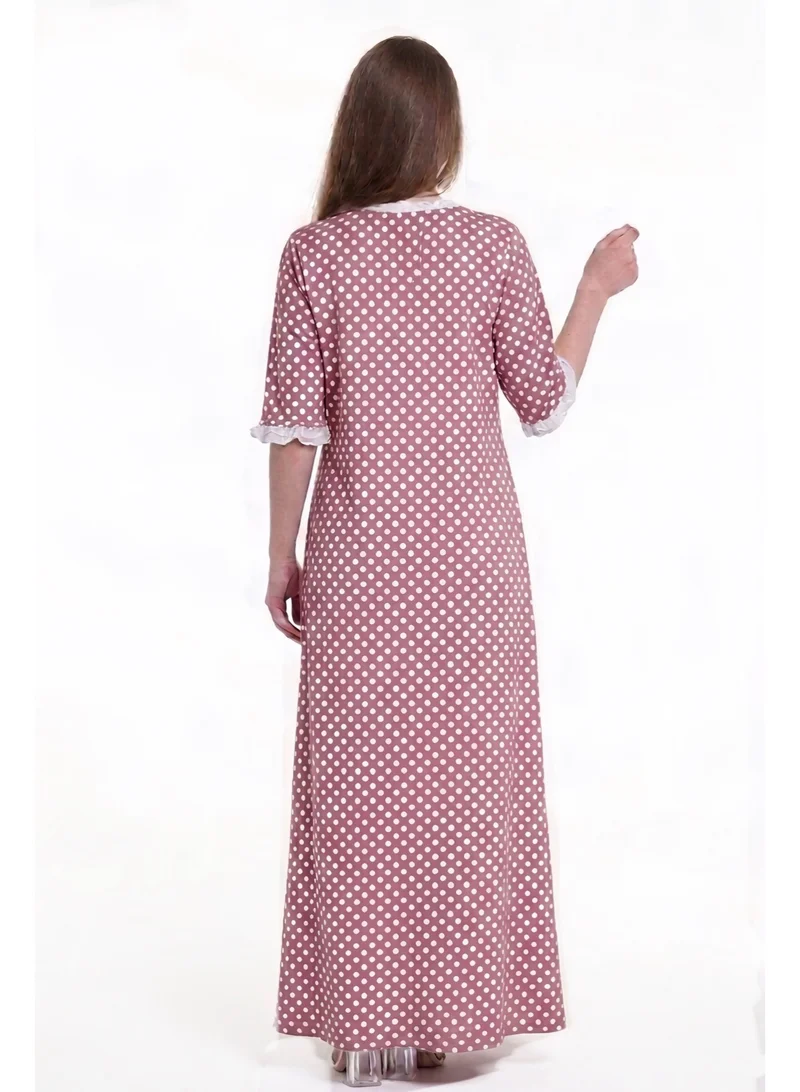Al Bent Al Sharqieh dusty pink Women’s Cotton Polka Dot Dress Pijama for Women | Best Price UAE